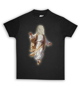 Jesus Xhrist Full Body Orange Print Tee Shirt White