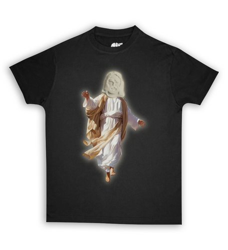 Jesus Xhrist Full Body Tan Print Tee Shirt Black