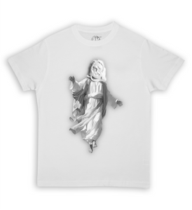 Jesus Xhrist Full Body Greyscale Print Tee Shirt Black