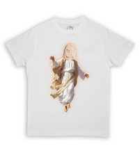 Load image into Gallery viewer, Jesus Xhrist Full Body Greyscale Print Tee Shirt Black