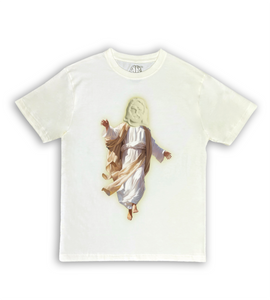 Jesus Xhrist Full Body Greyscale Print Tee Shirt Black