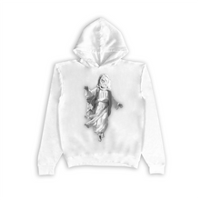 Load image into Gallery viewer, Jesus Xhrist Full Body Greyscale Print Seamless Hoodie White